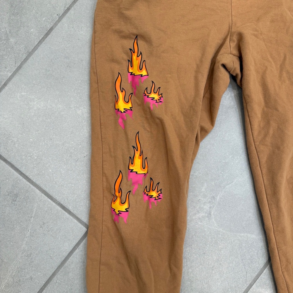 Neff Mens Fleece Sweatpants Brown Tobacco Joggers Streetwear Size Large - Picture 2 of 7